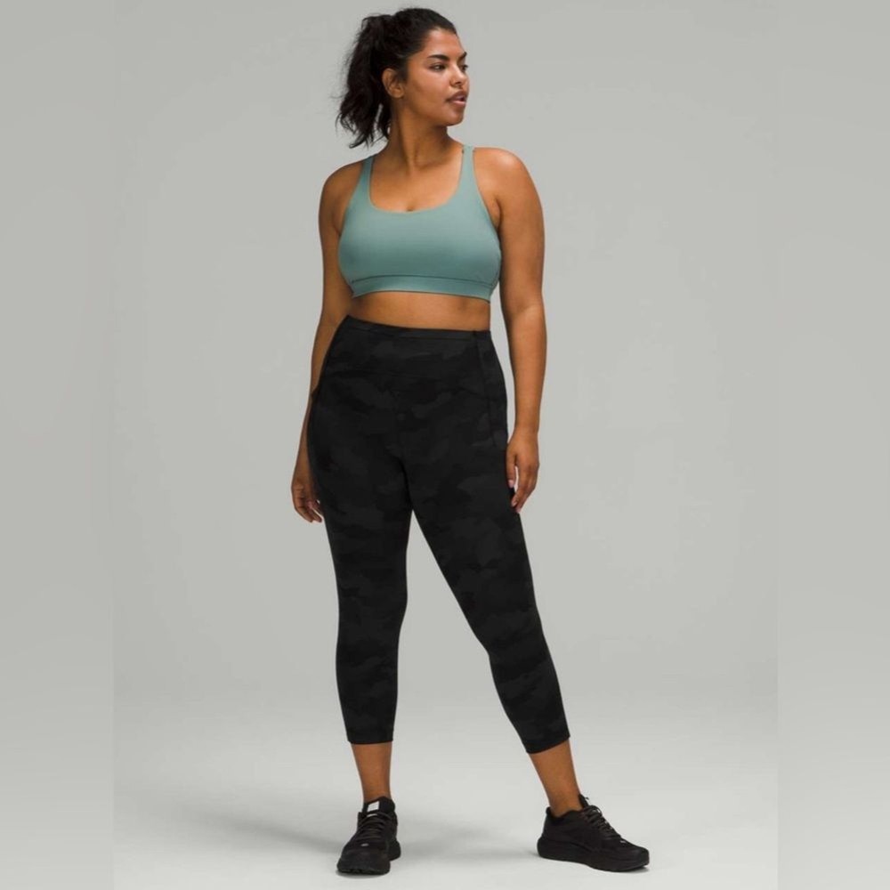 lululemon athletica Swift Speed High Rise Crop Black/ Gray Camo Size 12