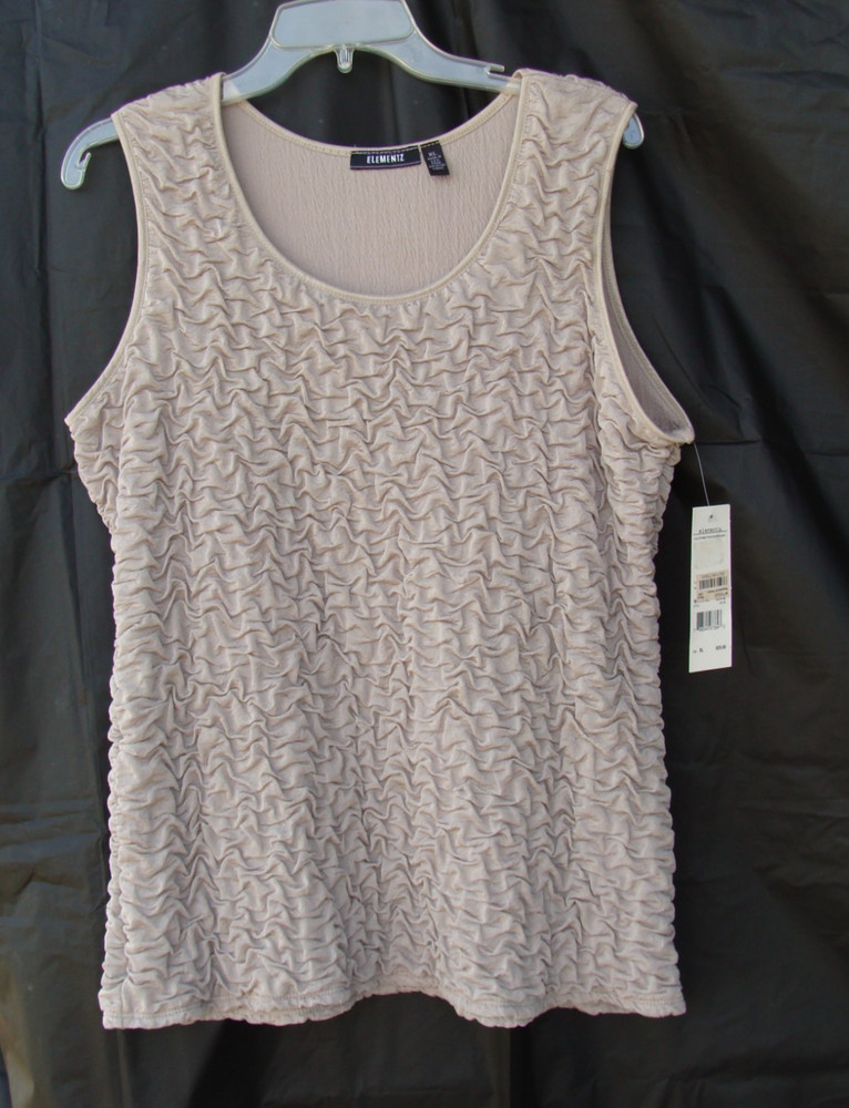 Elementz XL women's top sleeveless gray stretchy bubble blouse new