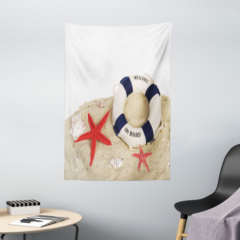 Scenery Tapestry Shells Starfishes Sea Print Wall Hanging Decor