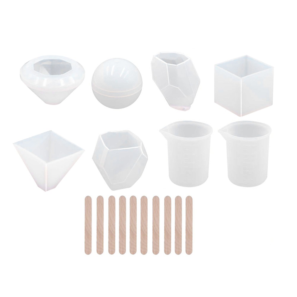 18-Piece Silicone Epoxy Resin Jewelry Mold Set for Casting