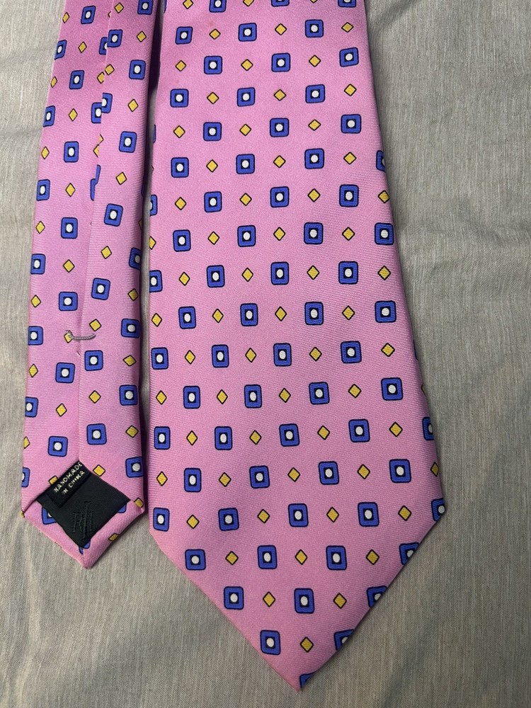Lauren Ralph Lauren Tie Pink Mens 100% Silk Hand Made Necktie