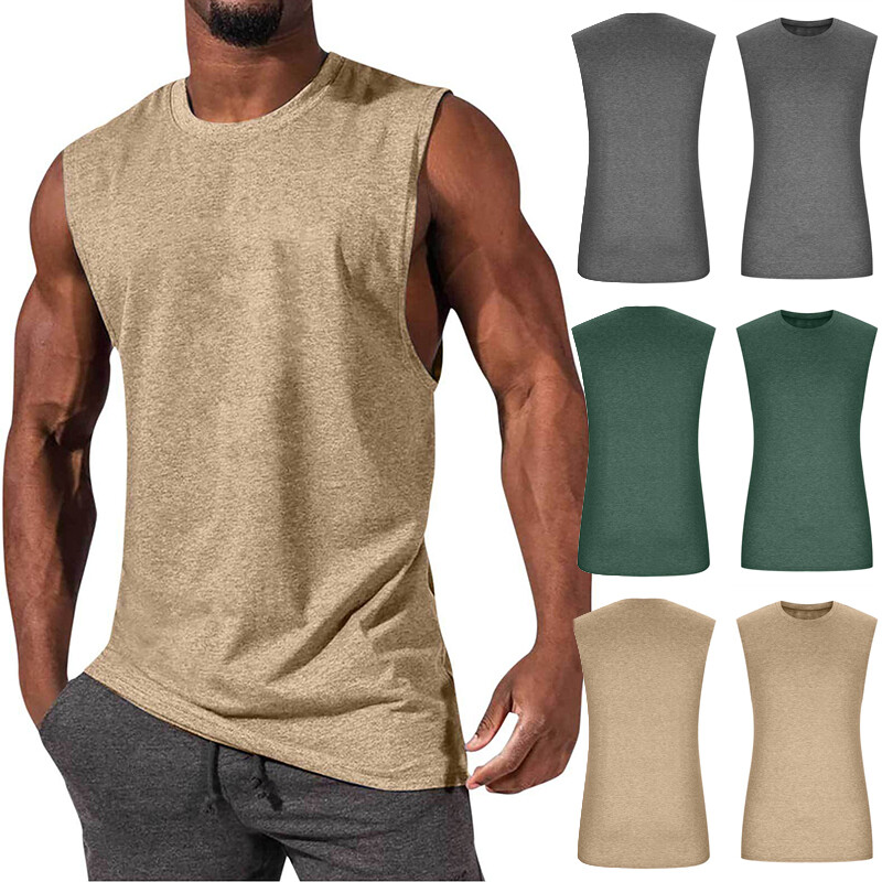 Mens Gym Workout Tank Tops Muscle Tee Stringer Bodybuilding Sleeveless T-Shirt