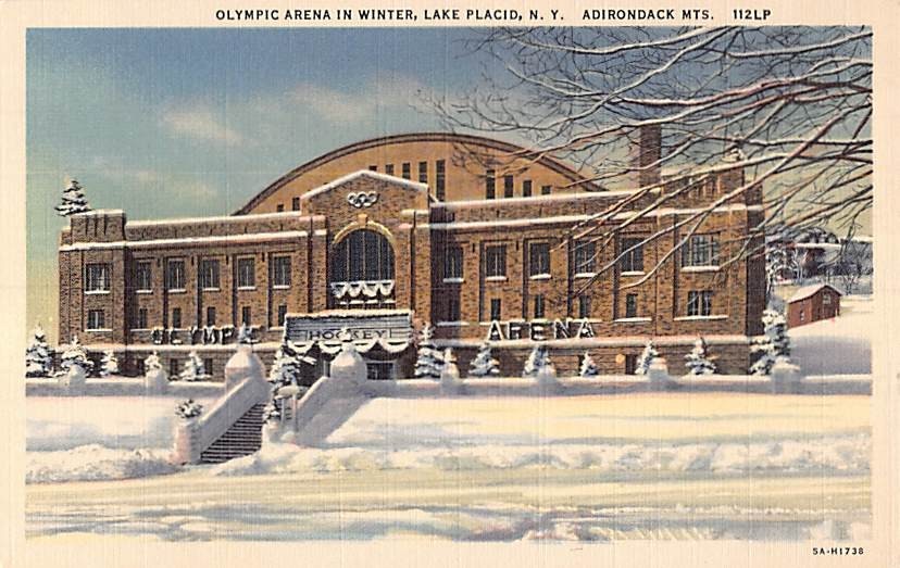 Postcard Olympic Arena in Winter Lake Placid New York Adirondacks Mountains USA