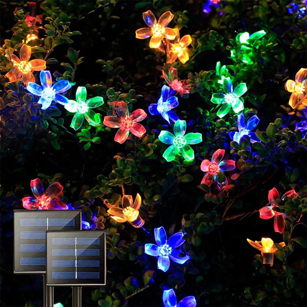 Solar String Flower Lights Outdoor 2Pack 200 LED 80Ft Multi-Color Fairy Light...