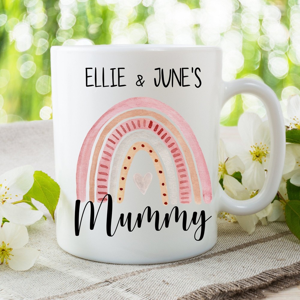 Mothers Day Mug Mama Mug With Rainbow Print Custom Children Names Mama Rainbow