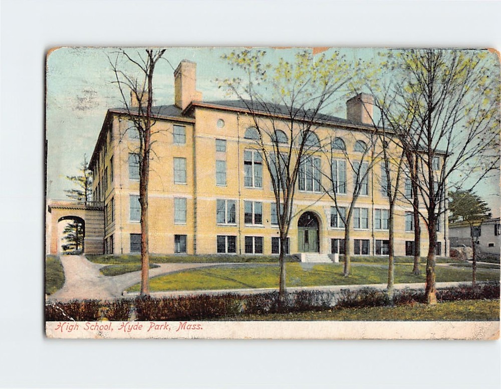 Postcard High School Hyde Park Massachusetts USA
