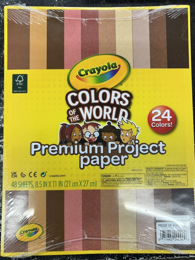 Crayola Paper in Colors of The World 8.5 x 11 - 24 Colors 2 Pack 96 Sheets Total