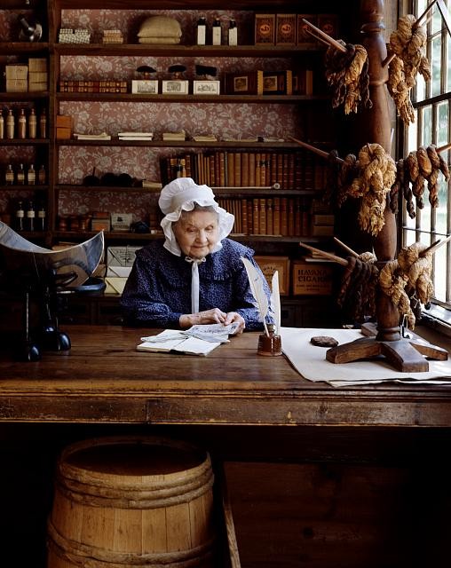 Costumed Cler,Restored General Store,Old Sturbridge Village,Massachusetts,MA