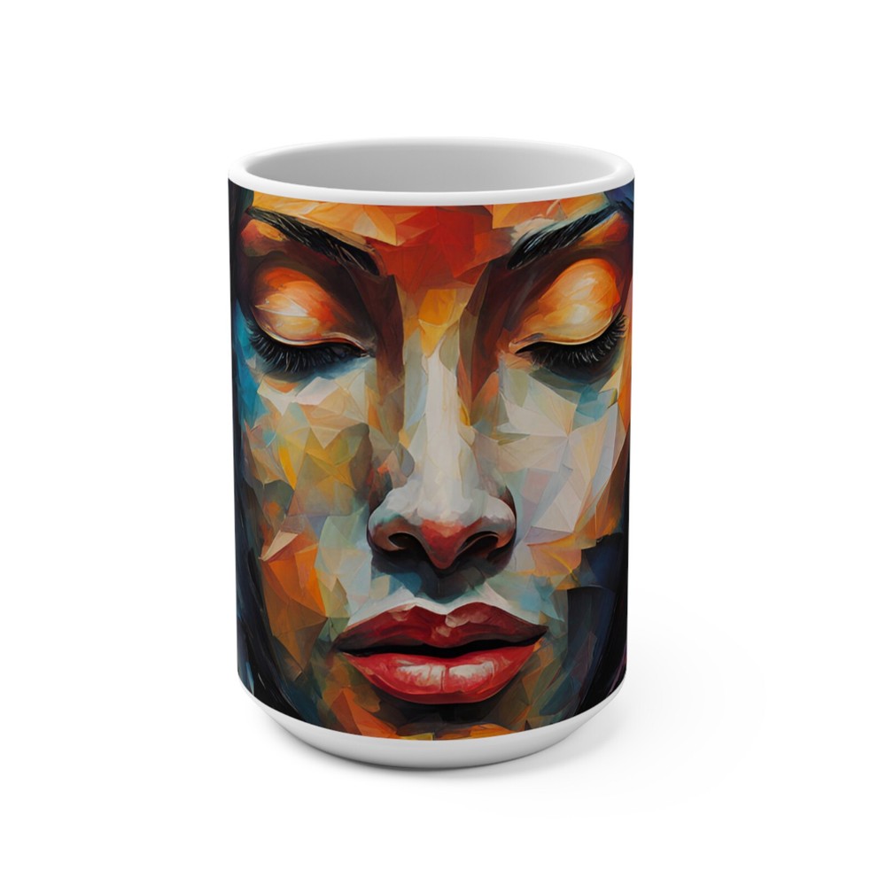 Emotional Abstract Art Mug, Longing for Loved One, Colorful Coffee Cup, Unique