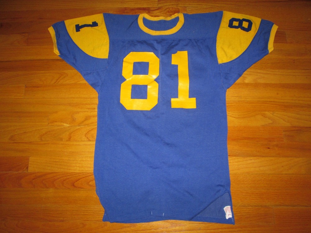 HANESPORT Vtg 60s 70s Durene RAMS COLORS football #81 Jersey t shirt USA Hanes M