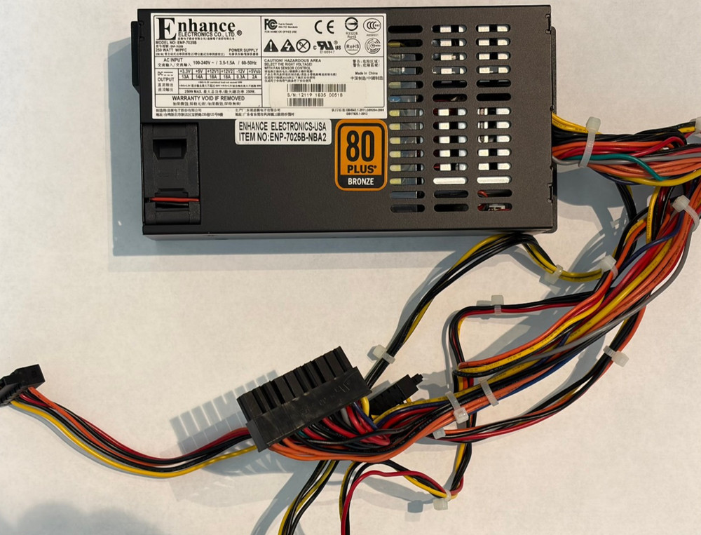 Enhance ENP-7025B 250W 80 Plus Bronze Power Supply 1U Flex
