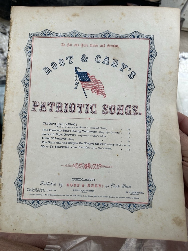 AA 11x14 1861 Civil War Sheet Music THE FIRST GUN IS FIRED by Geo. F. Root