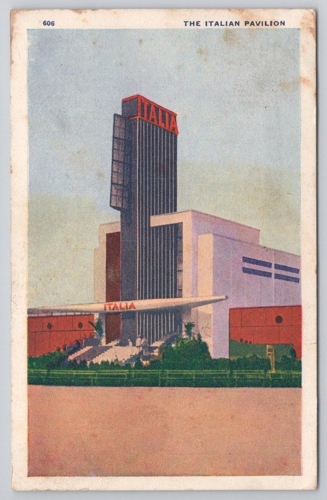 1933 Chicago World's Fair Italian Pavilion Postcard Posted