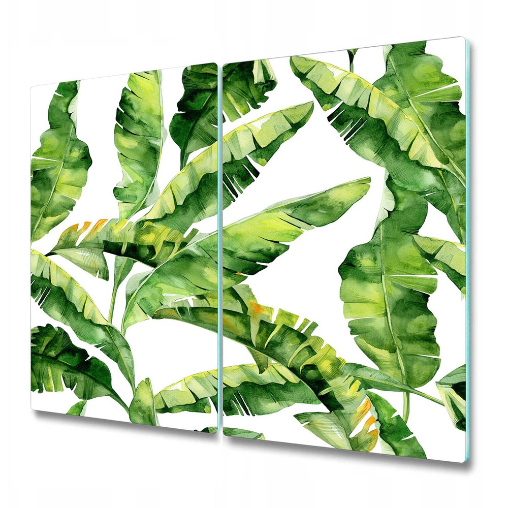 Glass Kitchen Chopping Cutting Board Green Banana Leaves Tropical leaves Leaf