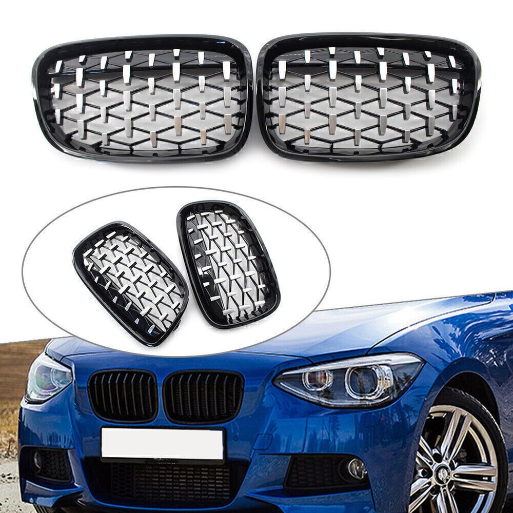 Front Black Grille Chrome Diamond Meteor Latest Style fit BMW 1Series F20 11-14