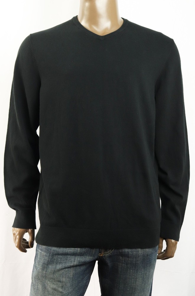 New Mens Kenneth Cole Reaction V Neck Light Weight Black Pullover Sweater XXL