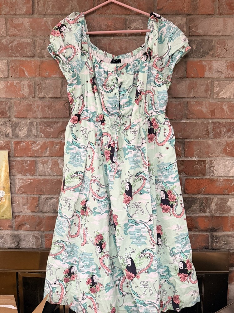 Rare * Torrid Spirited Away Studio Ghibli Grommet Skater Dress Plus size 1