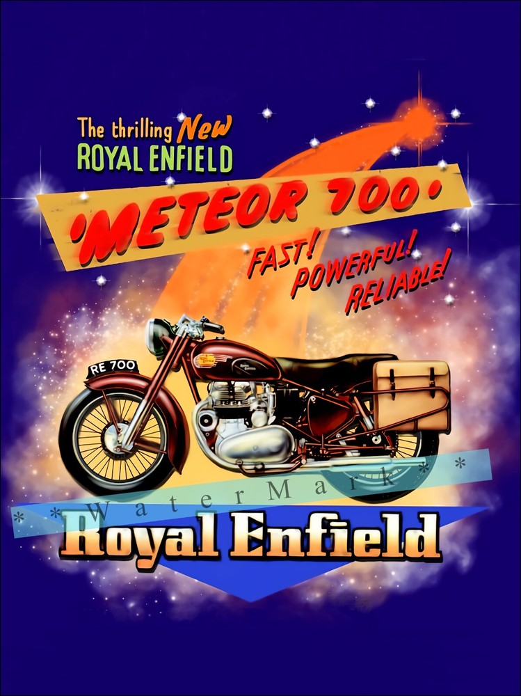 Royal Enfield 1955 Meteor 700 Motorcycles Vintage Poster Print Retro Style Art