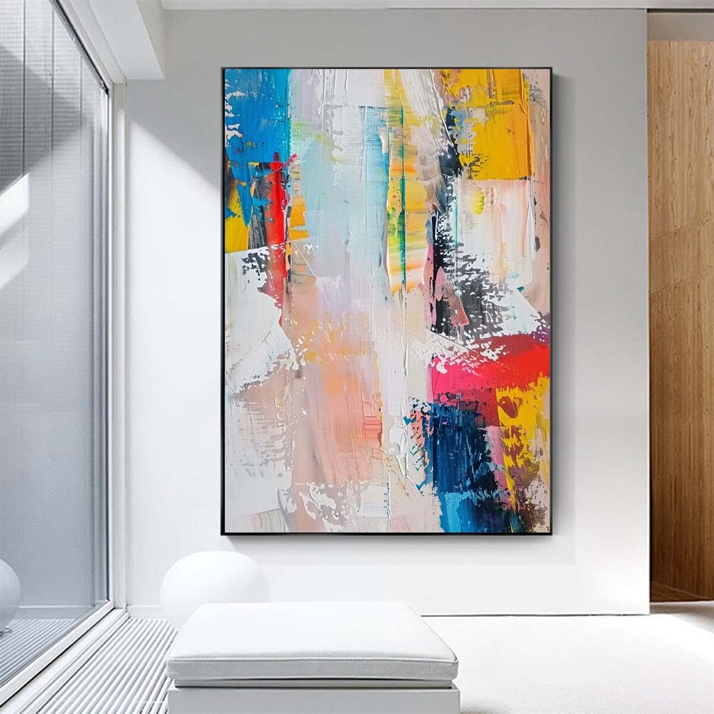 hand painted Oil Painting Abstract Nordic Home Entrance Decorative Blue Pink