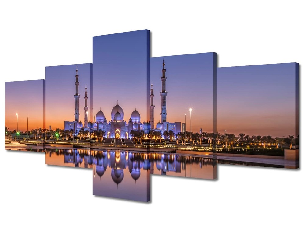 Wall Decorations for Living Room Great Mosque of Abu Dhabi Wall Art 5 Piece M...