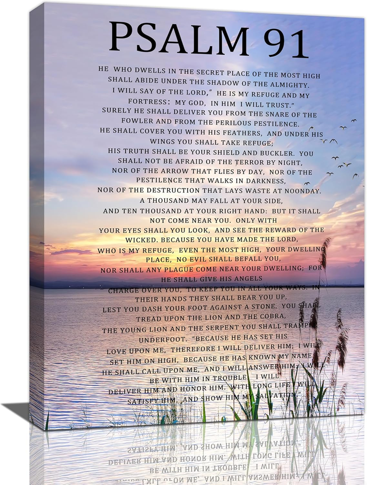 Psalm 91 Scripture Wall Art Canvas Print Bible Verse Decor