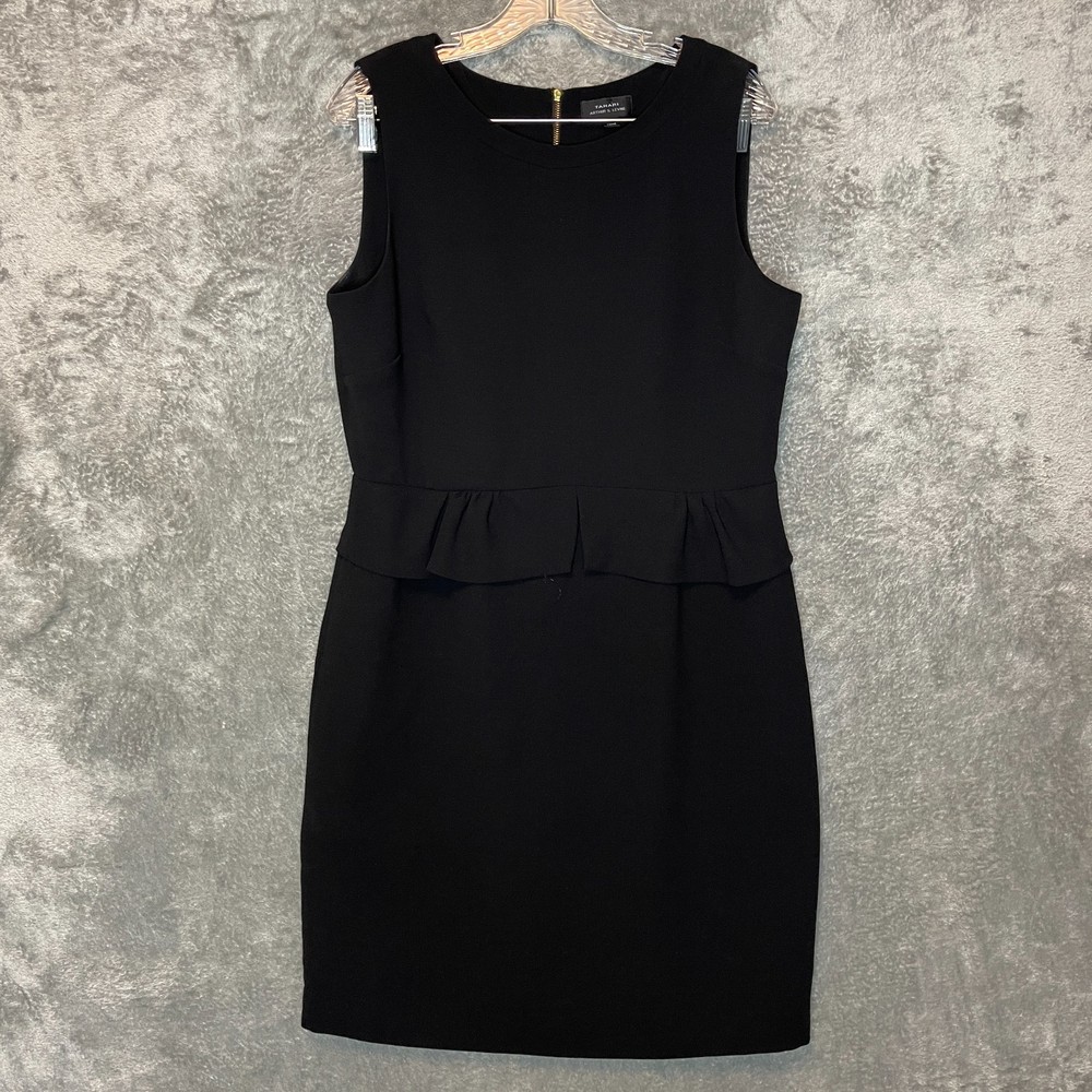 Tahari Women Classic Party Formal Occasion Black Peplum Sheath Dress 14 Stretch