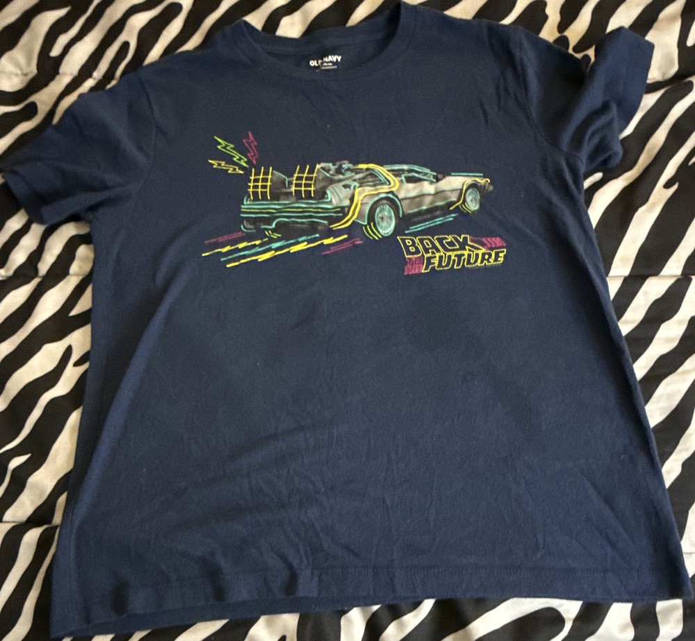Old Navy Boys Back to the Future Graphic T-Shirt XL (14-16) Navy Short Sleeve