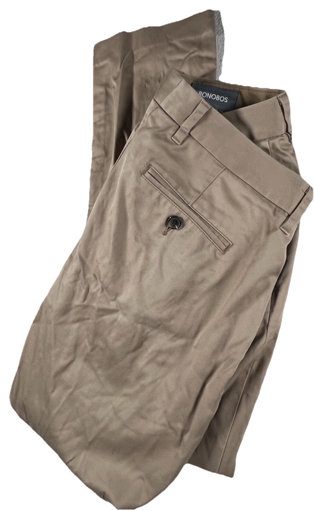 ATHLETIC FIT Bonobos Men's Brown Solid Cotton Khaki Pants 28X28 $128