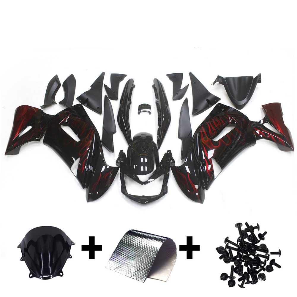 Black Red ABS Fairing Kit For Kawasaki ER-6F Ninja 650r 06 07 08 2006 2007 2008