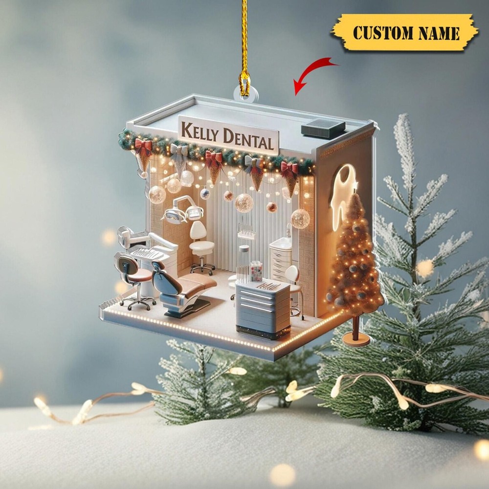 Personalized Dental 2d Flat Printed Acrylic Ornament Not 3d Dentist Christmas