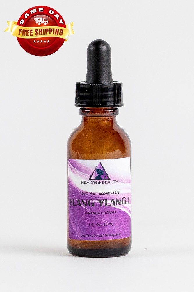 YLANG YLANG ESSENTIAL OIL ORGANIC AROMATHERAPY PURE GLASS DROPPER 1 OZ, 30 ml