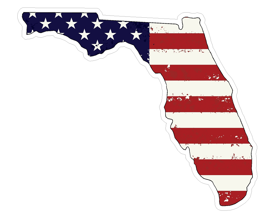 Florida State (J1) USA Flag Distressed Vinyl Decal Sticker Car/Truck Laptop