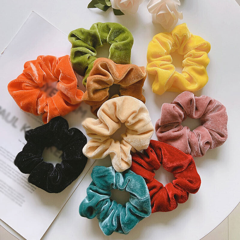 Big Velvet Scrunchies for Women - Soft Elastic Hair Ties & Bands