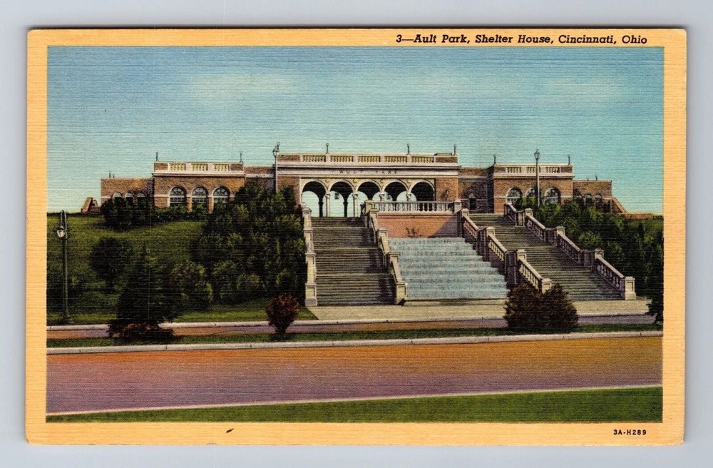 Cincinnati OH-Ohio, Shelter House, Ault Park, Antique Vintage Souvenir Postcard