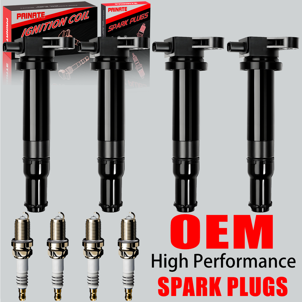 4X OEM Brand Ignition Coil & Iridium Spark Plug For Hyundai Accent Kia Rio UF499