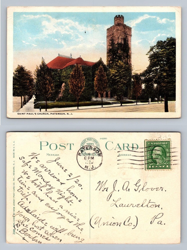 Paterson, NJ-New Jersey, St Paul's Church Ivy Tower Scene Vintage Postcard