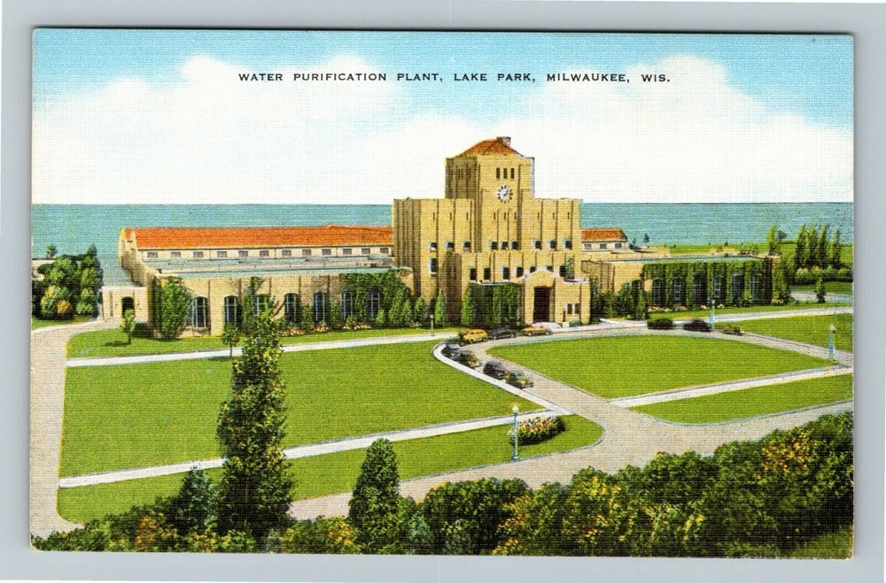 Milwaukee WI-Wisconsin Water Purification Plant Lake Park  Vintage Postcard