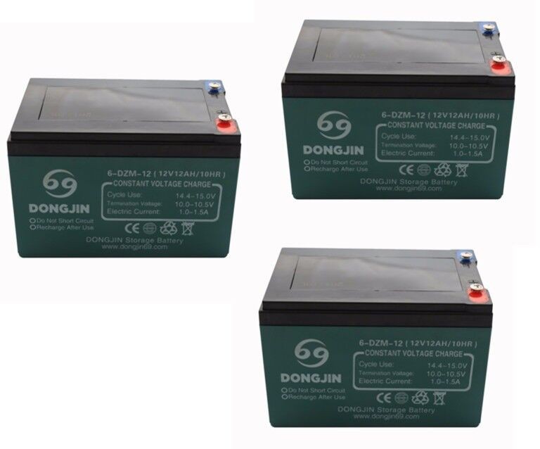 3pcs 12V 12AH 6-DZM-12 6-DZF-12 6-DMF-12 Battery For 36V Scooter ATV Mobility