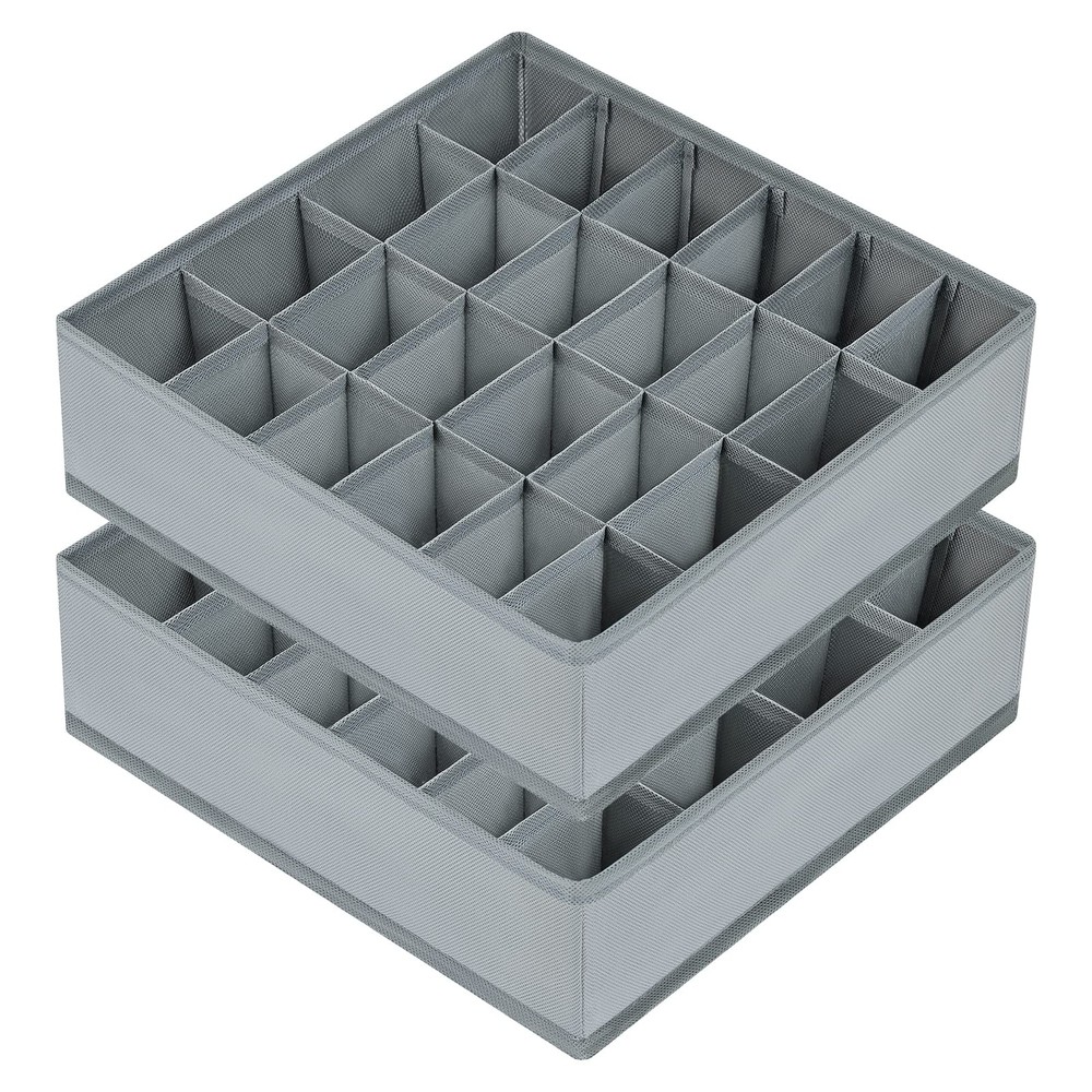 2-Pack 24-Cell Sock & Underwear Drawer Organizer for Closet Storage