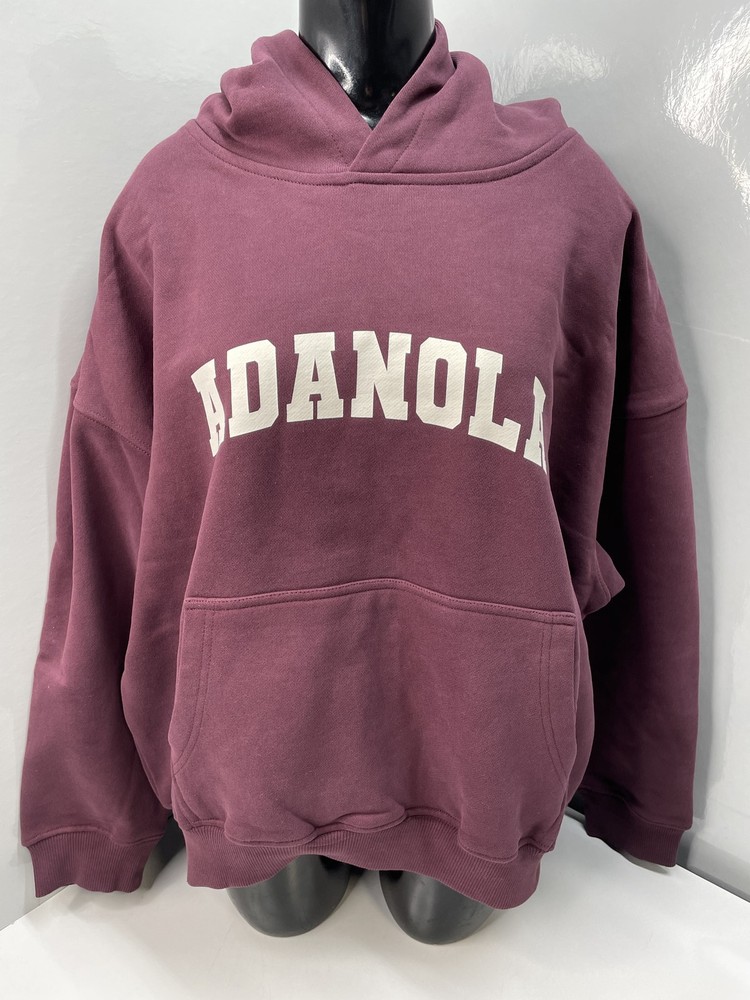 Adanola Womens Knit Hoodie Cherry Red/ White Size S Varsity Oversized Cotton