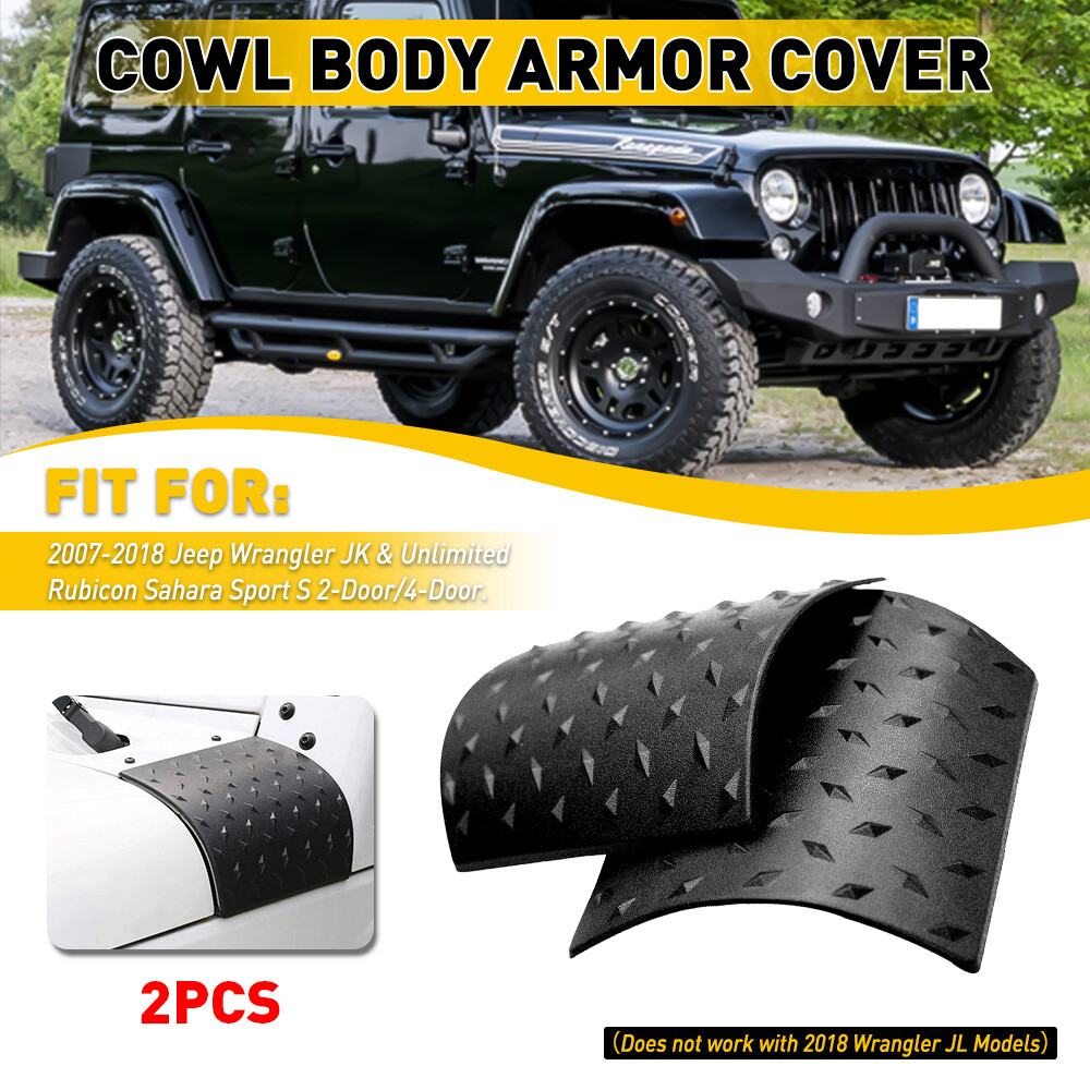 Cowl Body Armor Cover Fit Jeep Rubicon Wrangler JK Sahara & Unlimited 07-17 Pair