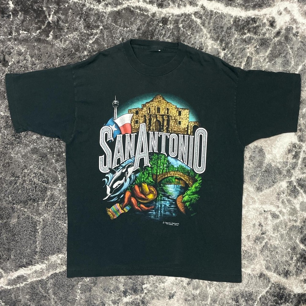 Vintage San Antonio Shirt Mens XL 90s Texas Alamo Riverwalk Seaworld Texan Black
