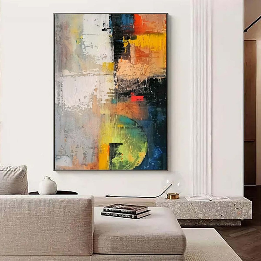 Hand Painted Texture Abstract Oil Painting On Canvas Hpne Decor Room Green Black