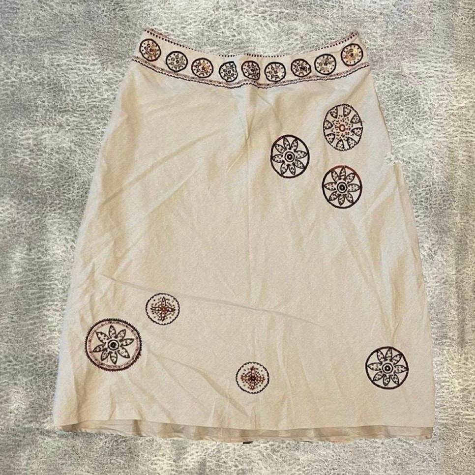 Y2k Willi Smith Linen Embellished Midi Skirt