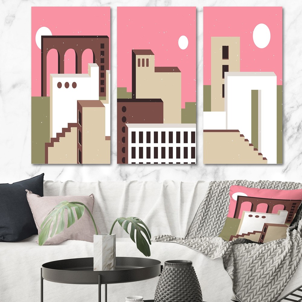 Designart Mid-Century Modern Art: Minimal Abstract Shapes in Retro Colors II - Vibrant Retro-Inspired Abstract Wall Art for Contemporary Spaces