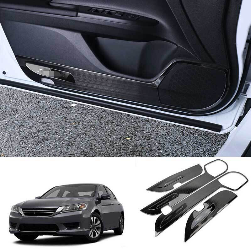For Honda Accord 2013-2017 Black Titanium Inner Door Anti-Kick Panel Cover Trims