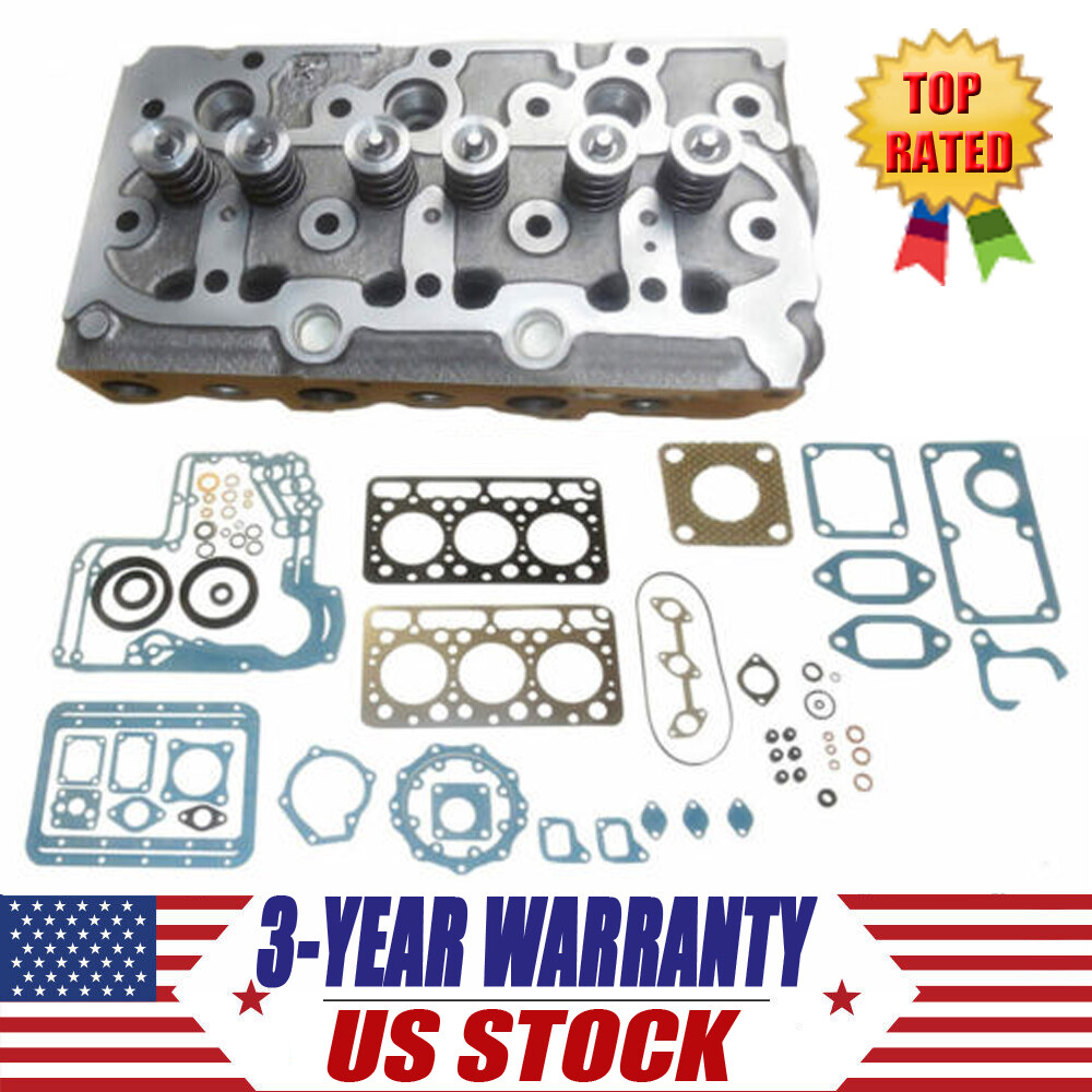 Complete Cylinder Head + Full Gasket Kit Fits Kubota Tractor D850 D950 Engine