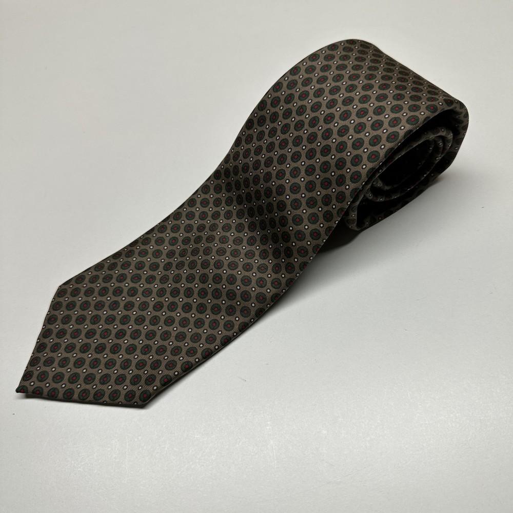Brooks Brothers Makers Tie Silk Green Polka Dot 3.25 x 55 Vintage Foulard