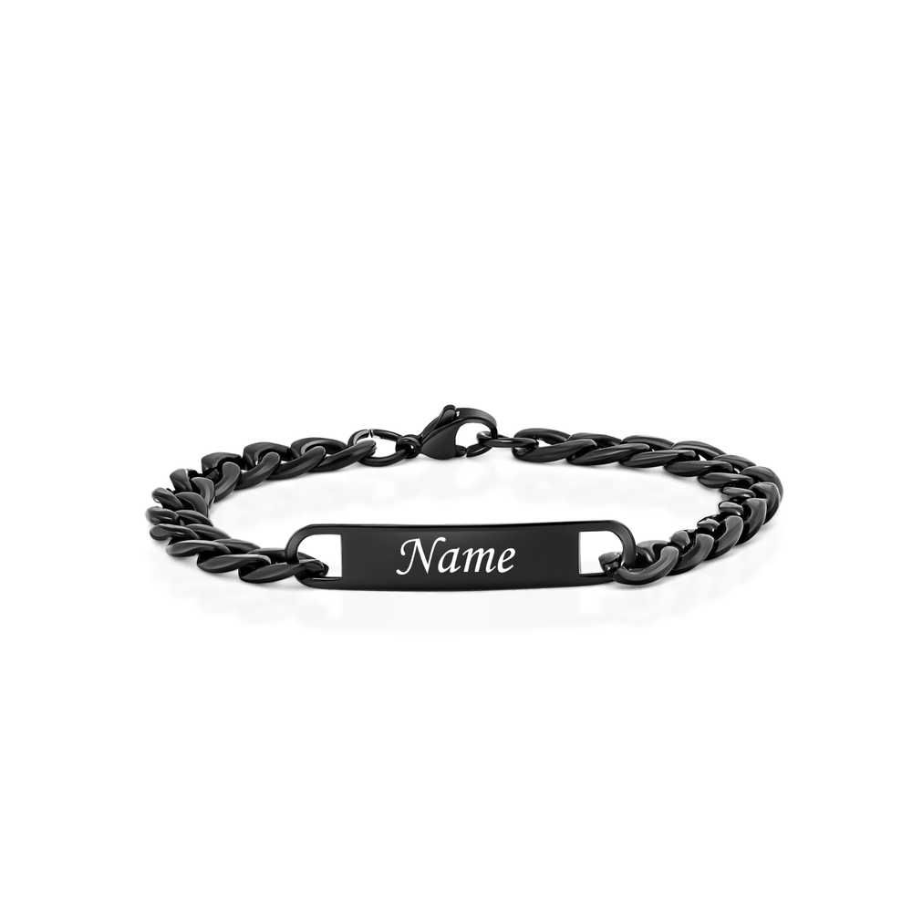 Bracelet men's black 22 cm | partner bracelet engraving stainless steel | gift idea