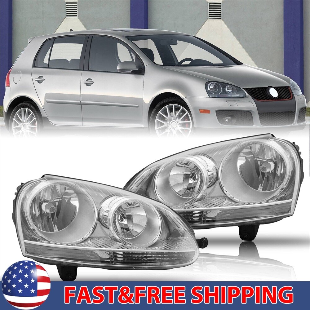 Chrome Clear OE Style Replacement Head Lights Lamps For 2005-2010 VW GTI Jetta
